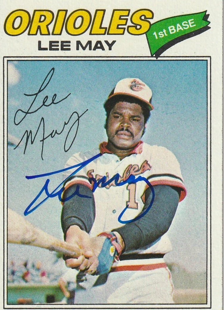 LEE MAY BALTIMORE ORIOLES SIGNED 1977 TOPPS CARD #380