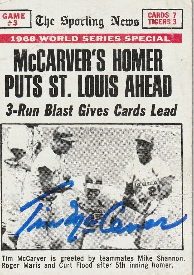 TIM MCCARVER ST. LOUIS CARDINALS  SIGNED 1969 TOPPS CARD #164