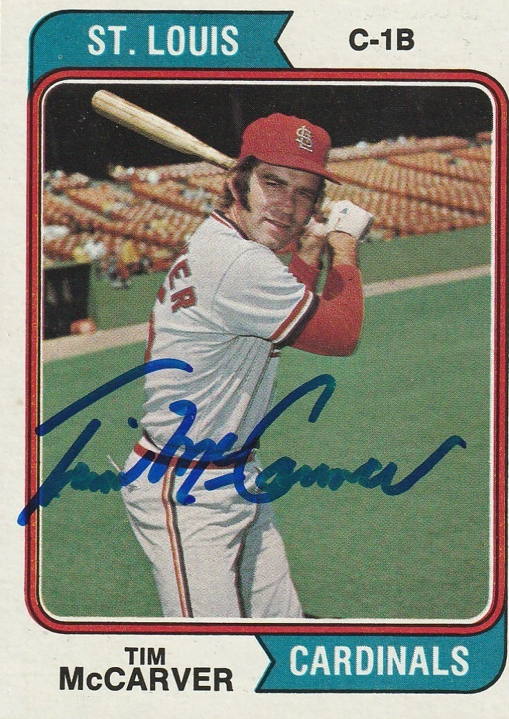 TIM MCCARVER ST. LOUIS CARDINALS  SIGNED 1974 TOPPS CARD #520