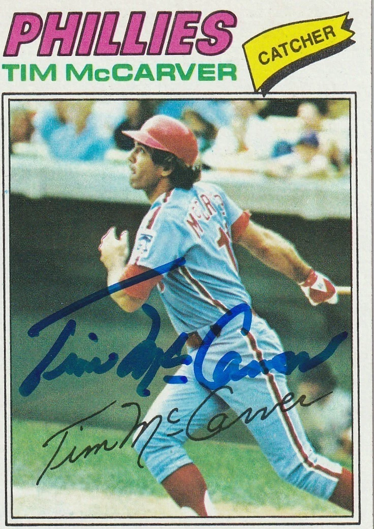 TIM MCCARVER PHILADELPHIA PHILLIES  SIGNED 1977 TOPPS CARD #357