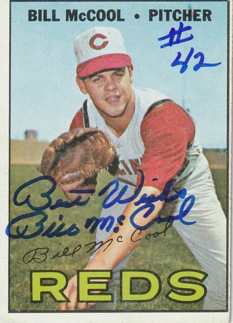 BILL MCCOOL CINCINNATI REDS SIGNED 1967 TOPPS CARD #353