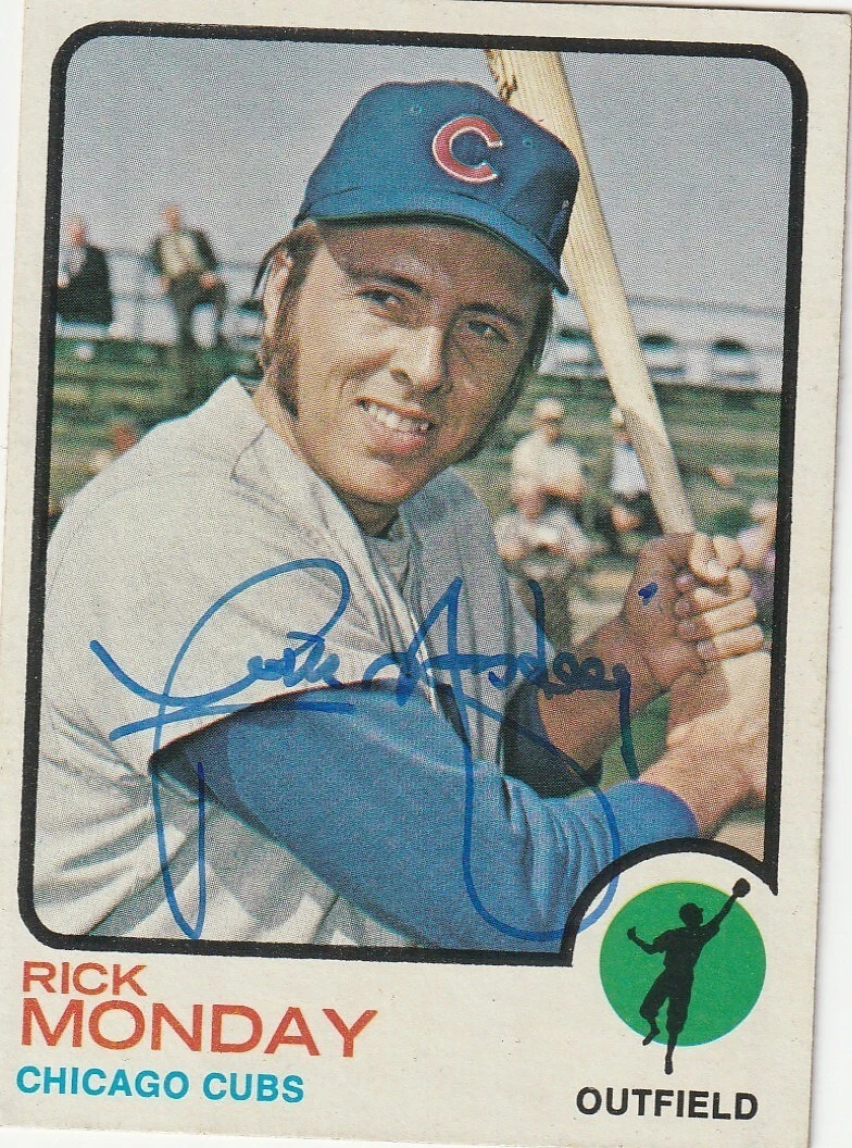 RICK MONDAY CHICAGO CUBS SIGNED 1973 TOPPS CARD #44