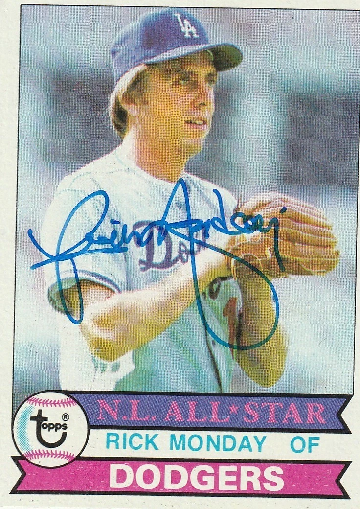 RICK MONDAY LOS ANGELES DODGERS SIGNED 1979 TOPPS CARD #605