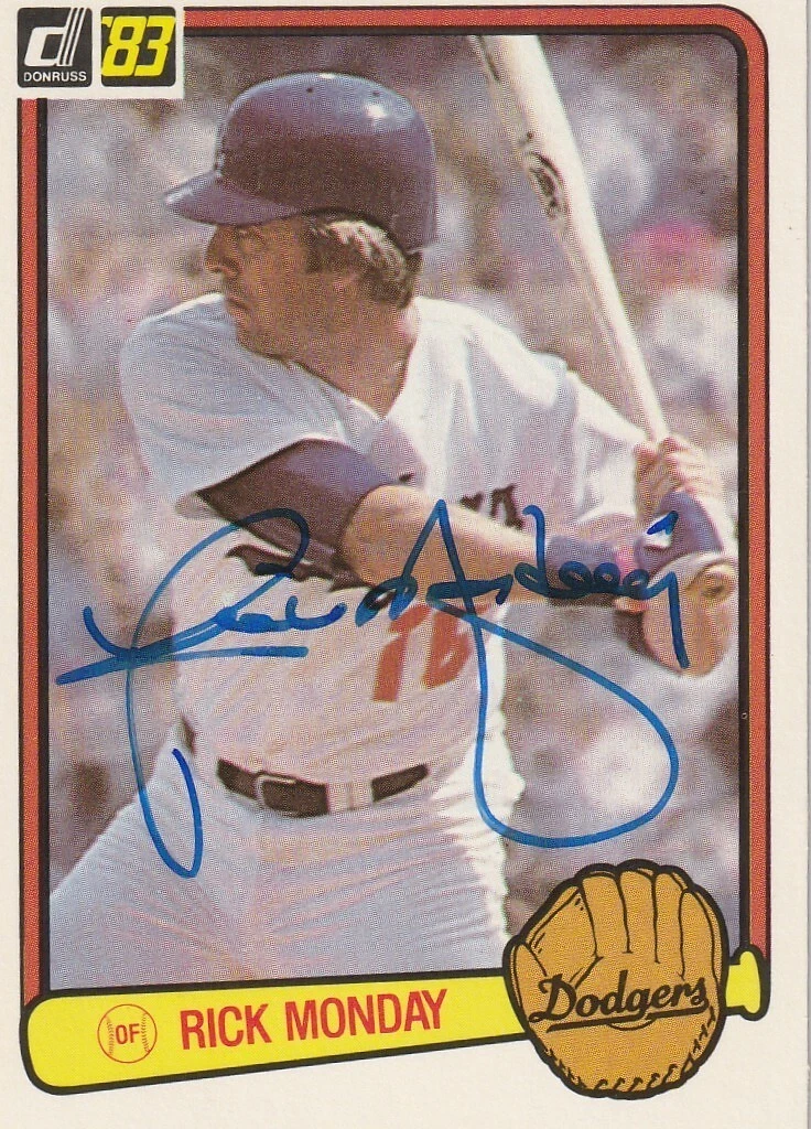 RICK MONDAY LOS ANGELES DODGERS SIGNED 1983 DONRUSS CARD #643