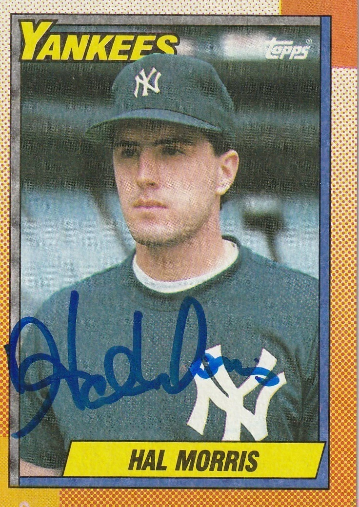 HAL MORRIS  NEW YORK YANKEES  SIGNED 1990 TOPPS CARD #236
