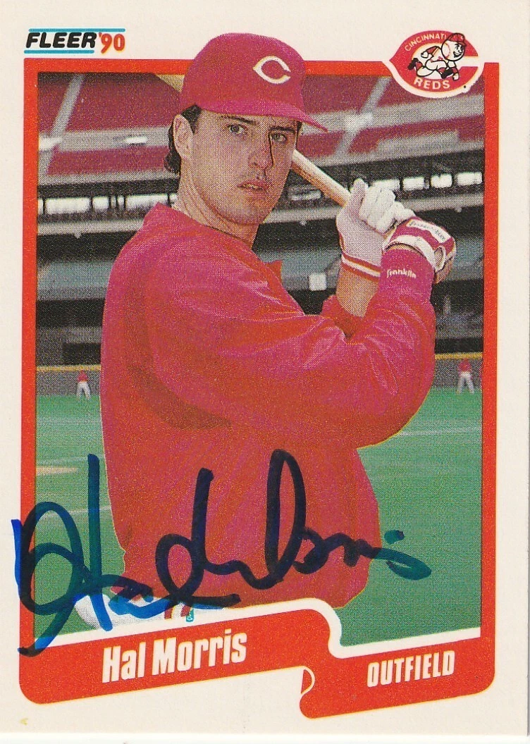 HAL MORRIS  CINCINNATI REDS  SIGNED 1990 FLEER UPDATE CARD #U-15