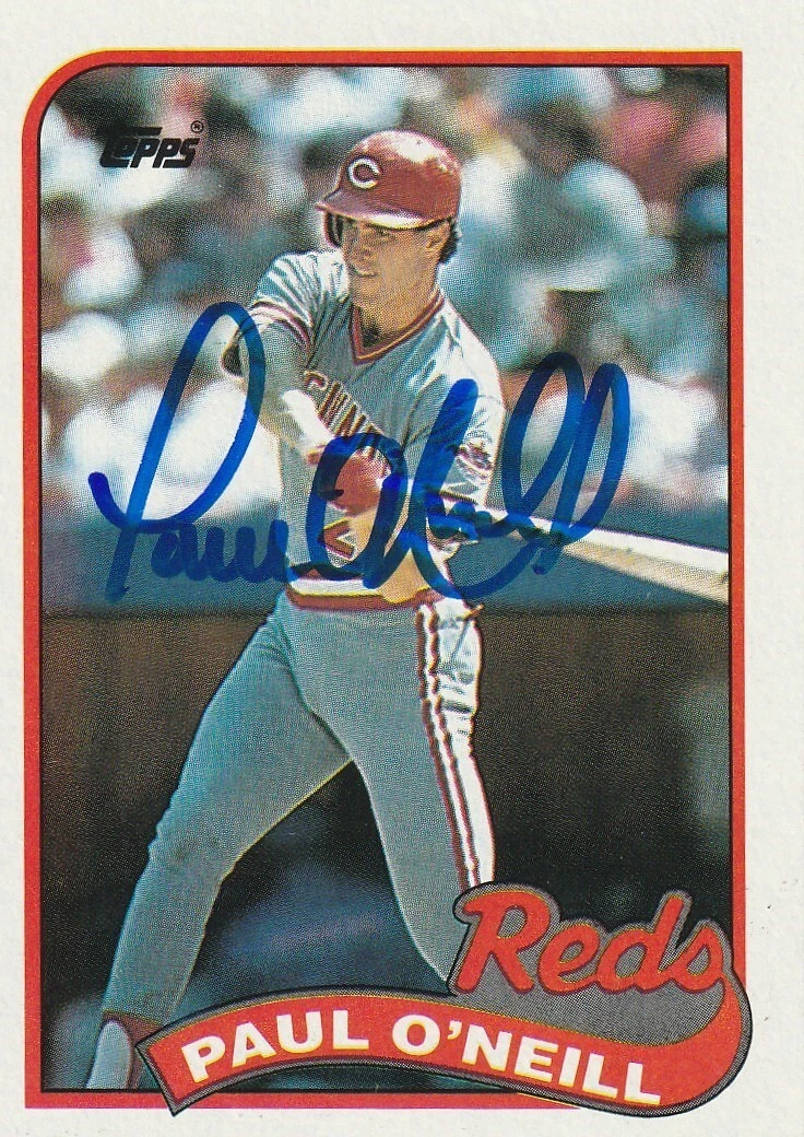 PAUL O'NEILL CINCINNATI REDS  SIGNED 1989 TOPPS CARD #604