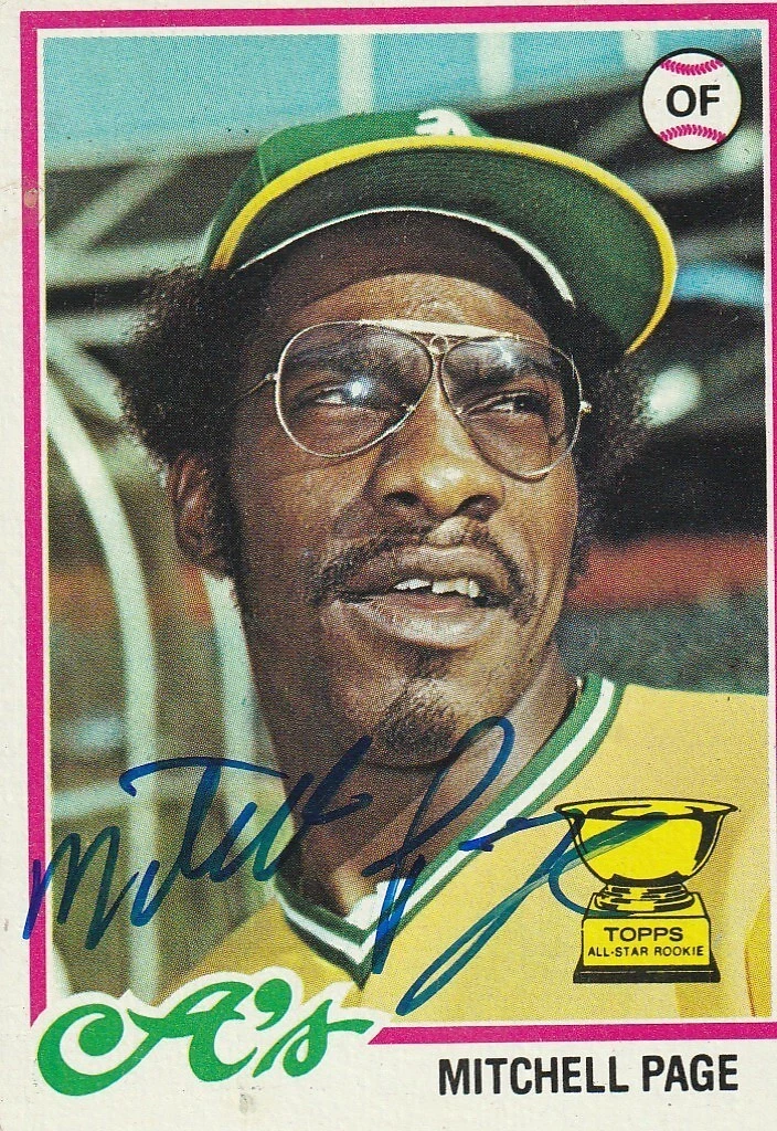 MITCHELL PAGE OAKLAND A'S  SIGNED 1978 TOPPS CARD #55