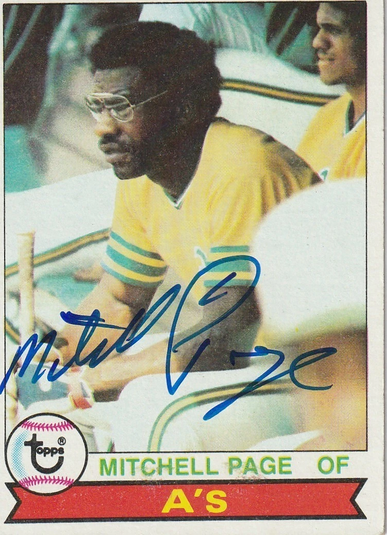 MITCHELL PAGE OAKLAND A'S  SIGNED 1979 TOPPS CARD #295