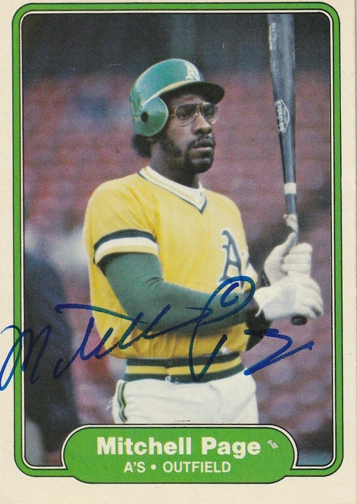 MITCHELL PAGE OAKLAND A'S  SIGNED 1982 FLEER CARD #105