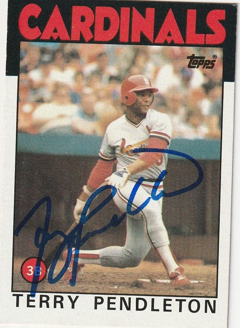 TERRY PENDLETON ST. LOUIS CARDINALS SIGNED 1986 TOPPS CARD #528