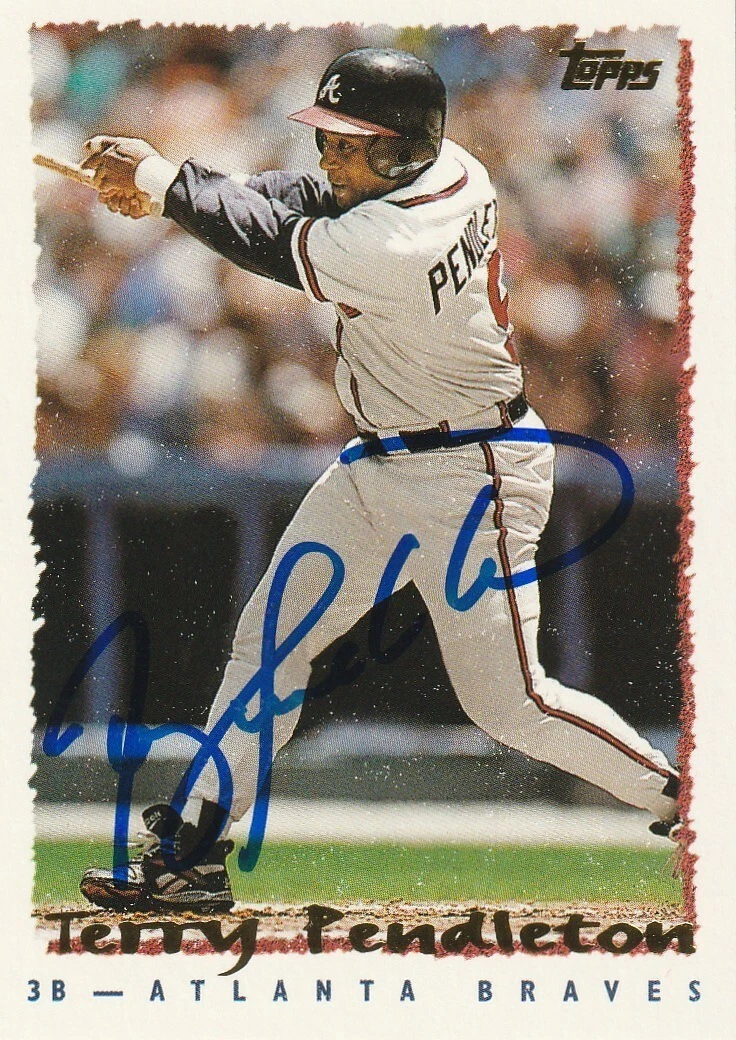 TERRY PENDLETON ATLANTA BRAVES SIGNED 1995 TOPPS CARD #242