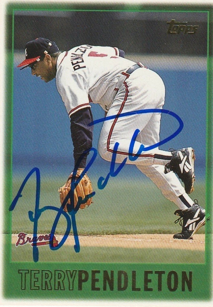 TERRY PENDLETON ATLANTA BRAVES SIGNED 1997 TOPPS CARD #319