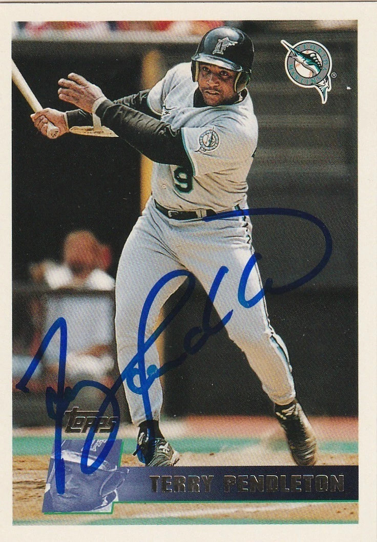 TERRY PENDLETON FLORIDA MARLINS SIGNED 1996 TOPPS CARD #170
