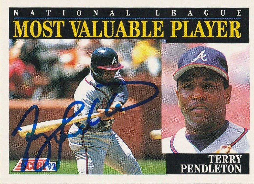 TERRY PENDLETON ATLANTA BRAVES  SIGNED 1992 SCORE CARD #789