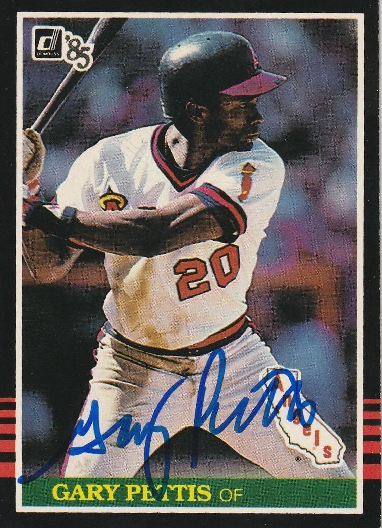 GARY PETTIS CALIFORNIA ANGELS  SIGNED 1985 DONRUSS CARD #499