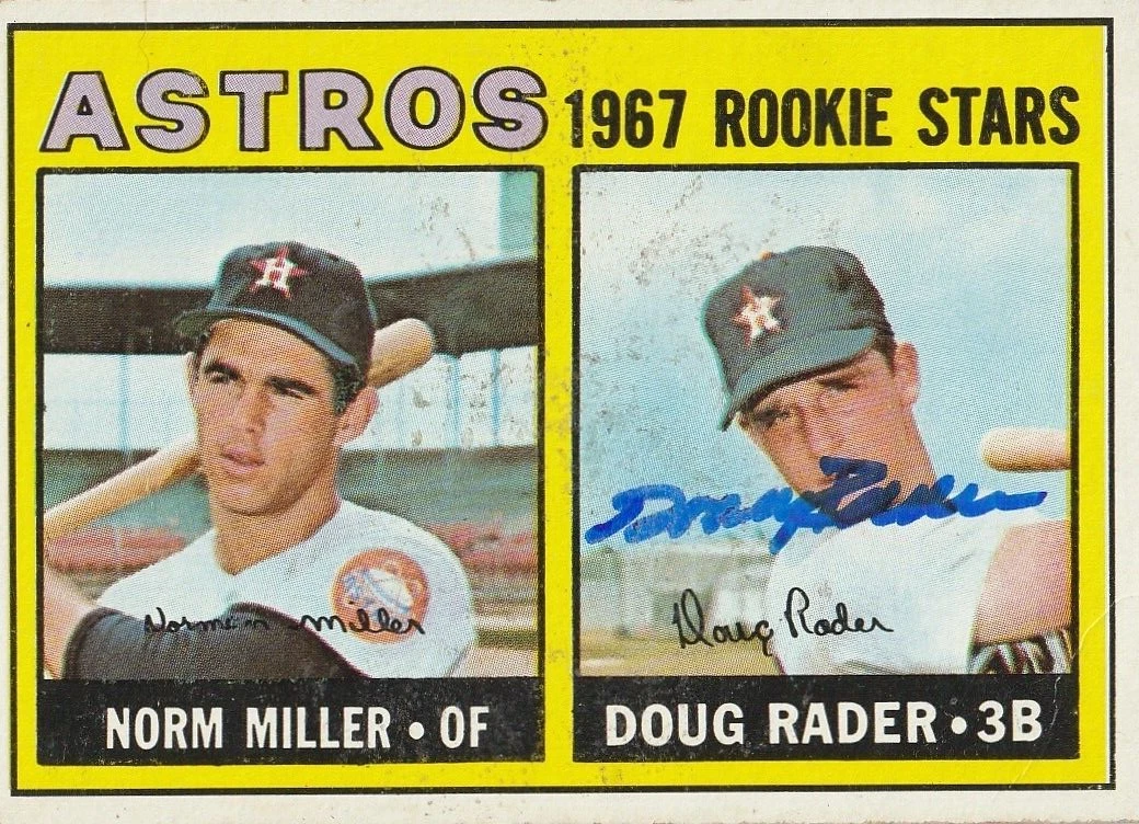 DOUG RADER HOUSTON ASTROS  SIGNED 1967 TOPPS CARD #412