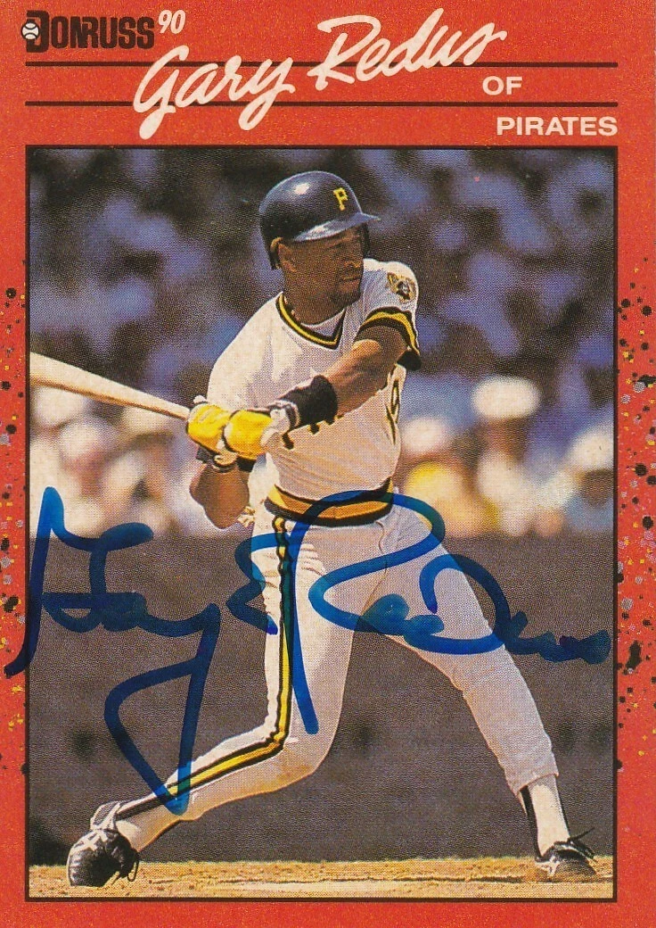 GARY REDUS PITTSBURGH PIRATES SIGNED 1990 DONRUSS CARD #597
