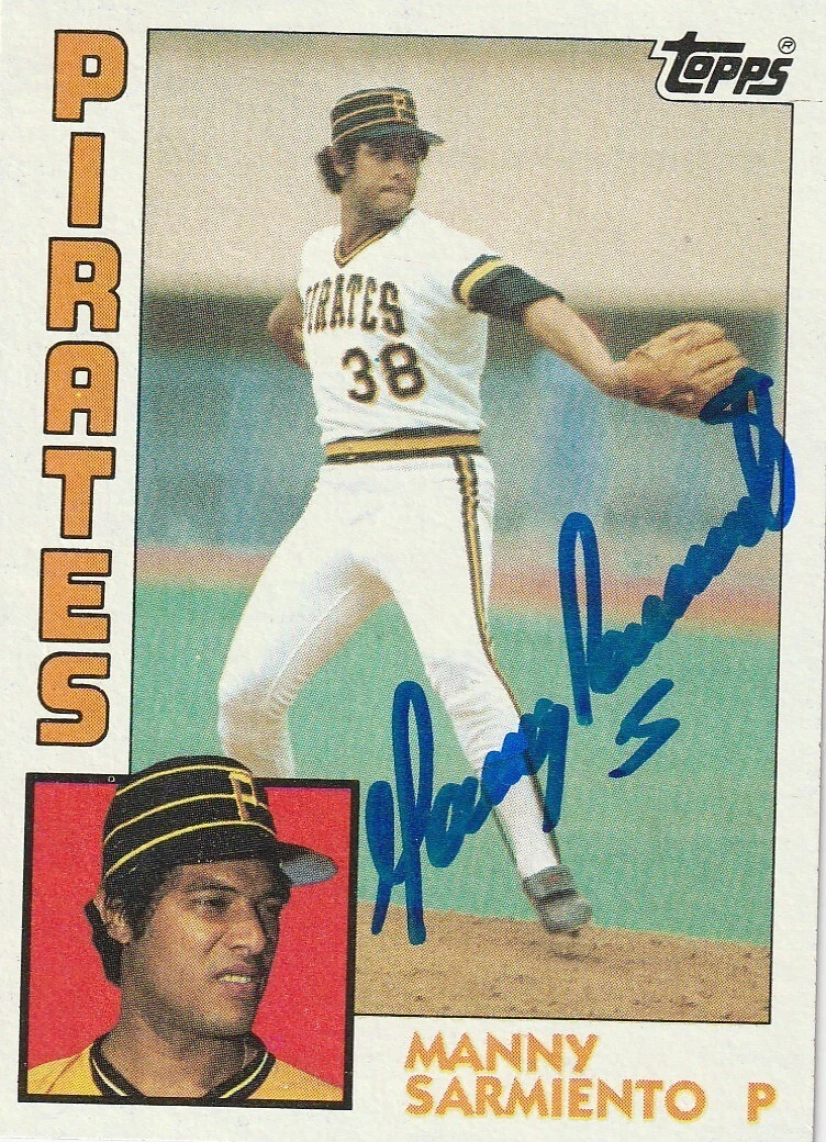 MANNY SARMIENTO PITTSBURGH PIRATES  SIGNED 1984 TOPPS CARD #209
