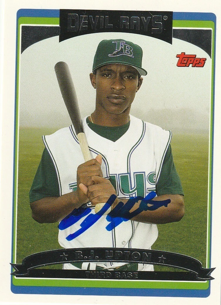 B.J. UPTON TAMPA DEVIL RAYS SIGNED 2006 TOPPS UPDATE CARD #UH108