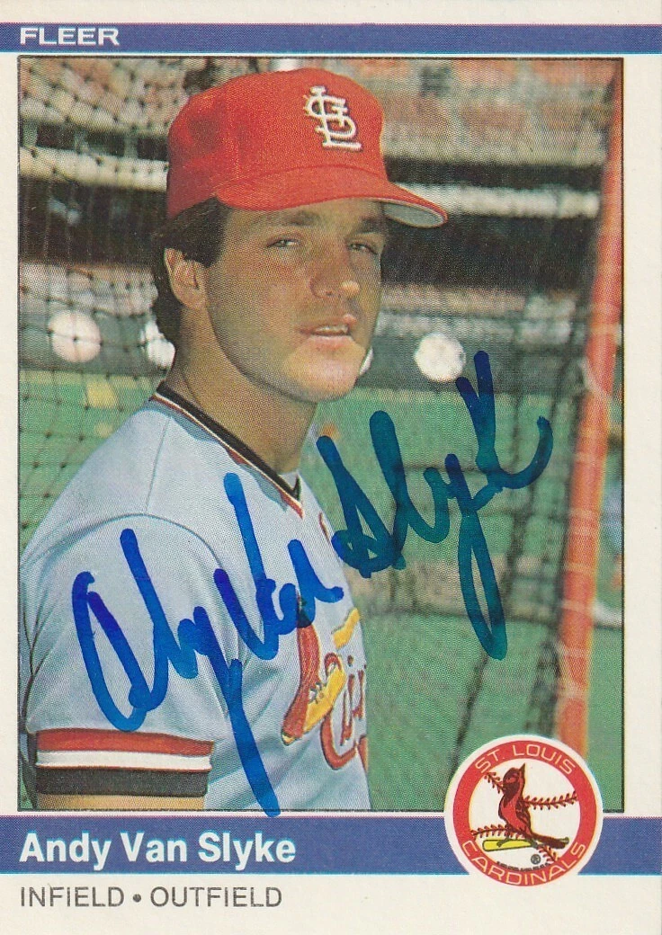 ANDY VAN SLYKE ST. LOUIS CARDINALS  SIGNED 1984 FLEER CARD #339