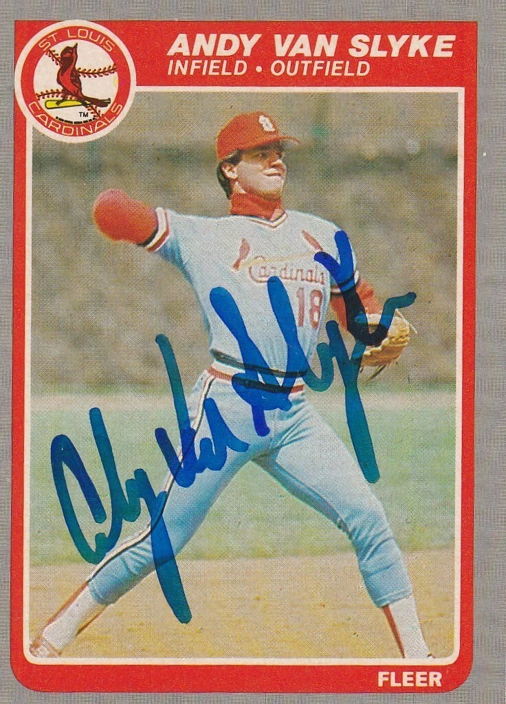 ANDY VAN SLYKE ST. LOUIS CARDINALS  SIGNED 1985 FLEER CARD #242