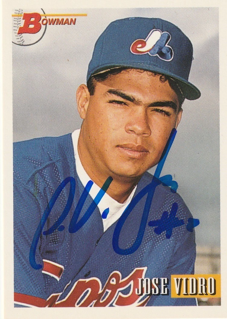 JOSE VIDRO MONTREAL EXPOS  SIGNED 1993 BOWMAN CARD #592
