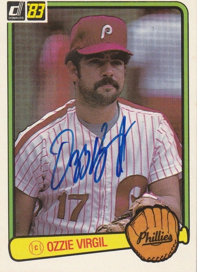 OZZIE VIRGIL PHILADELPHIA PHILLIES 1983 DONRUSS CARD #606 SIGNED