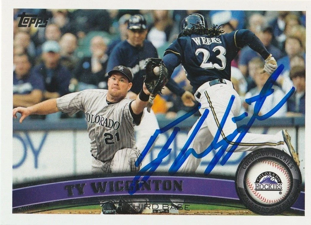 TY WIGGINTON COLORADO ROCKIES 2011 TOPPS CARD #US2 SIGNED