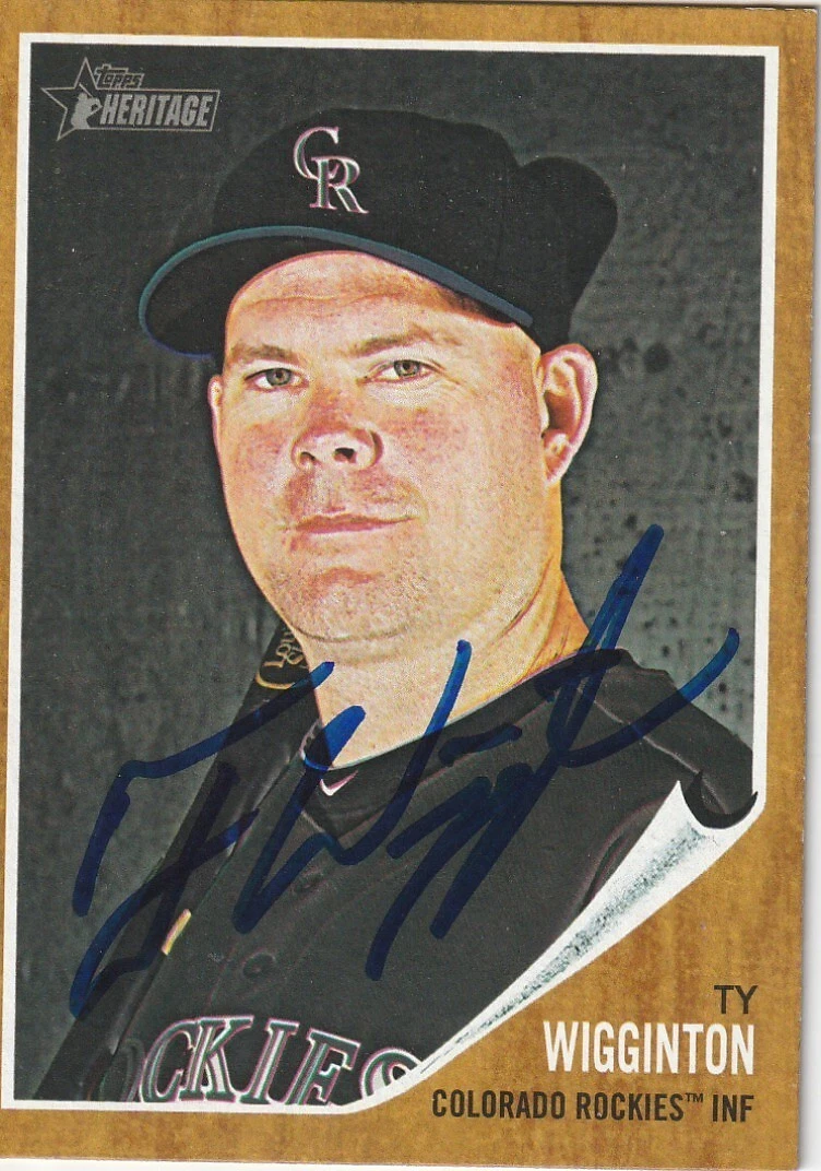 TY WIGGINTON COLORADO ROCKIES 2011 TOPPS HERITAGE CARD #290 SIGNED