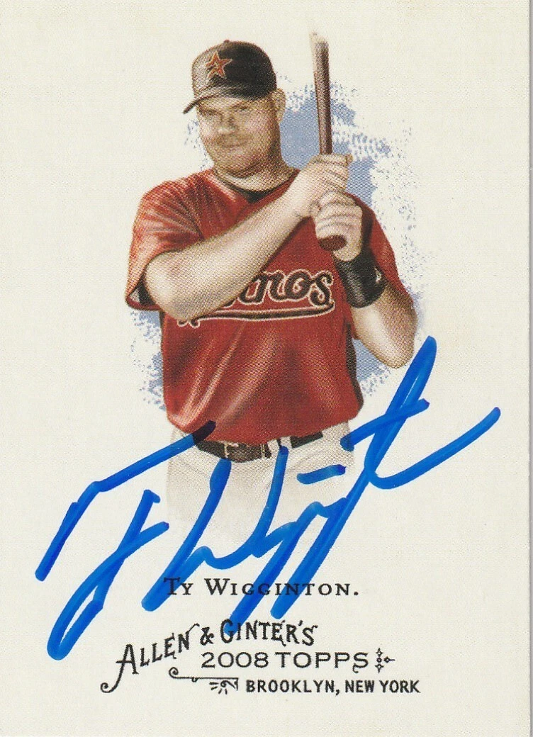 TY WIGGINTON HOUSTON ASTROS 2008 TOPPS ALLEN & GINTER CARD #341 SIGNED