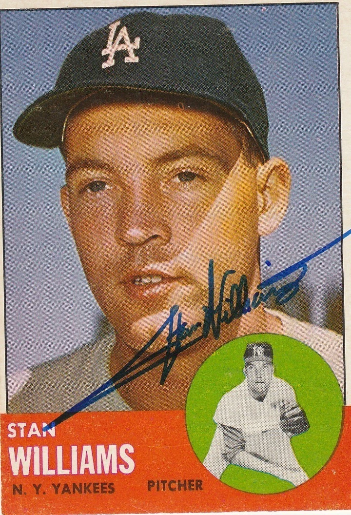 STAN WILLIAMS LOS ANGELES DODGERS TOPPS 1963 CARD #42 SIGNED