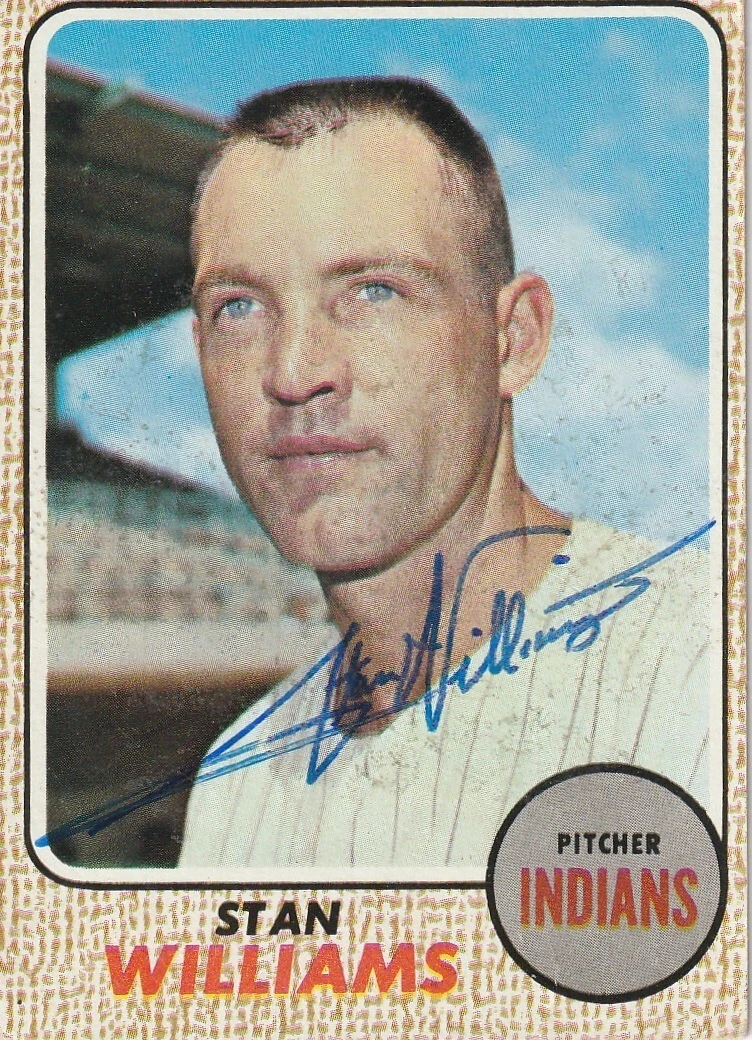 STAN WILLIAMS CLEVELAND INDIANS TOPPS 1968 CARD #54 SIGNED