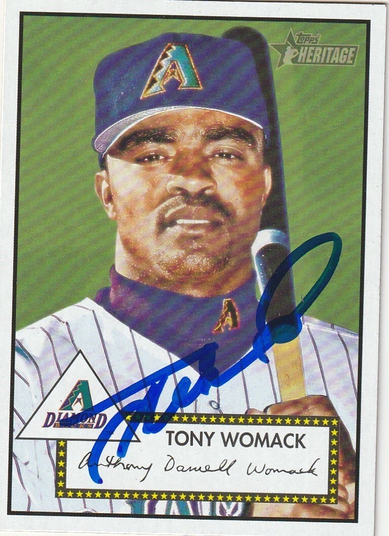 TONY WOMACK ARIZONA DIAMONDBACKS  2001 TOPPS HERITAGE CARD #102 SIGNED