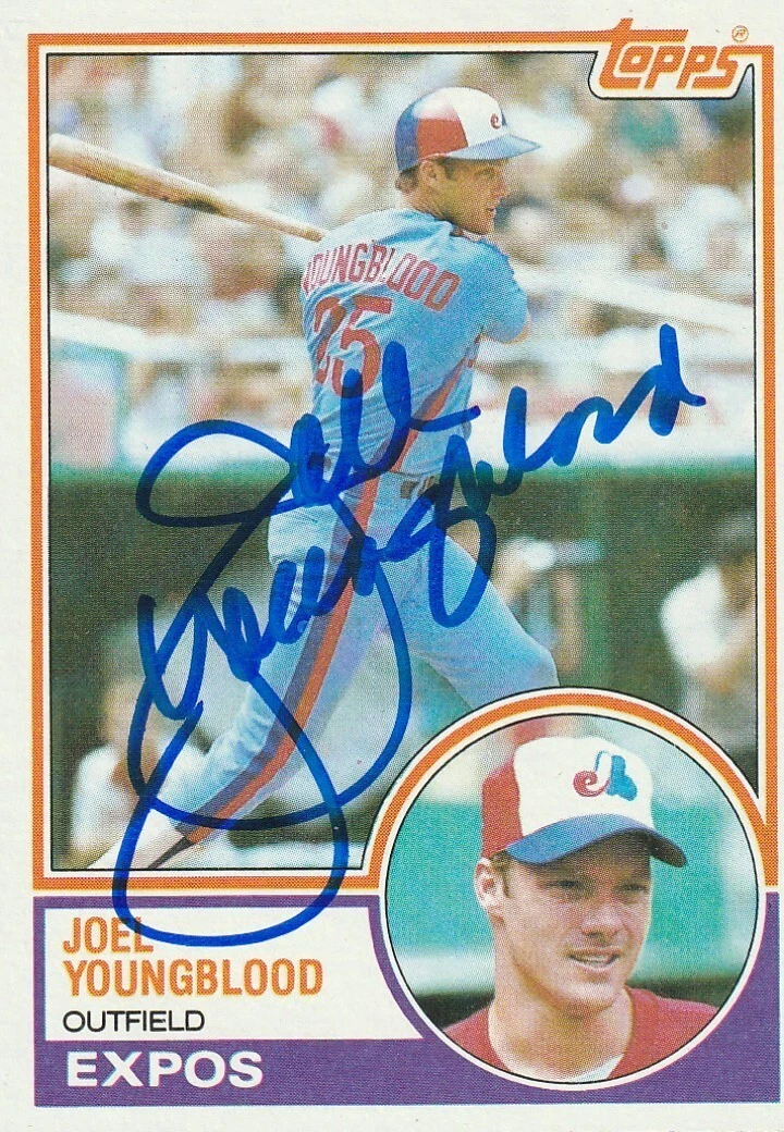 JOEL YOUNGBLOOD MONTREAL EXPOS  SIGNED 1983 TOPPS CARD #265