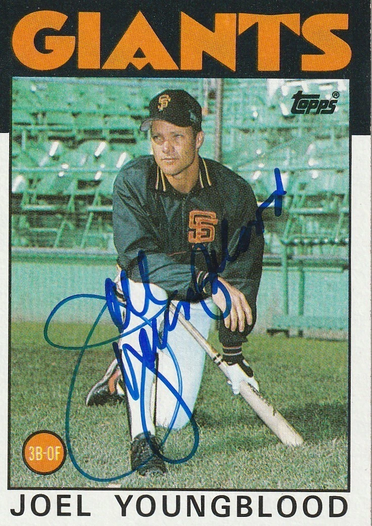 JOEL YOUNGBLOOD SAN FRANCISCO GIANTS  SIGNED 1986 TOPPS CARD #1177