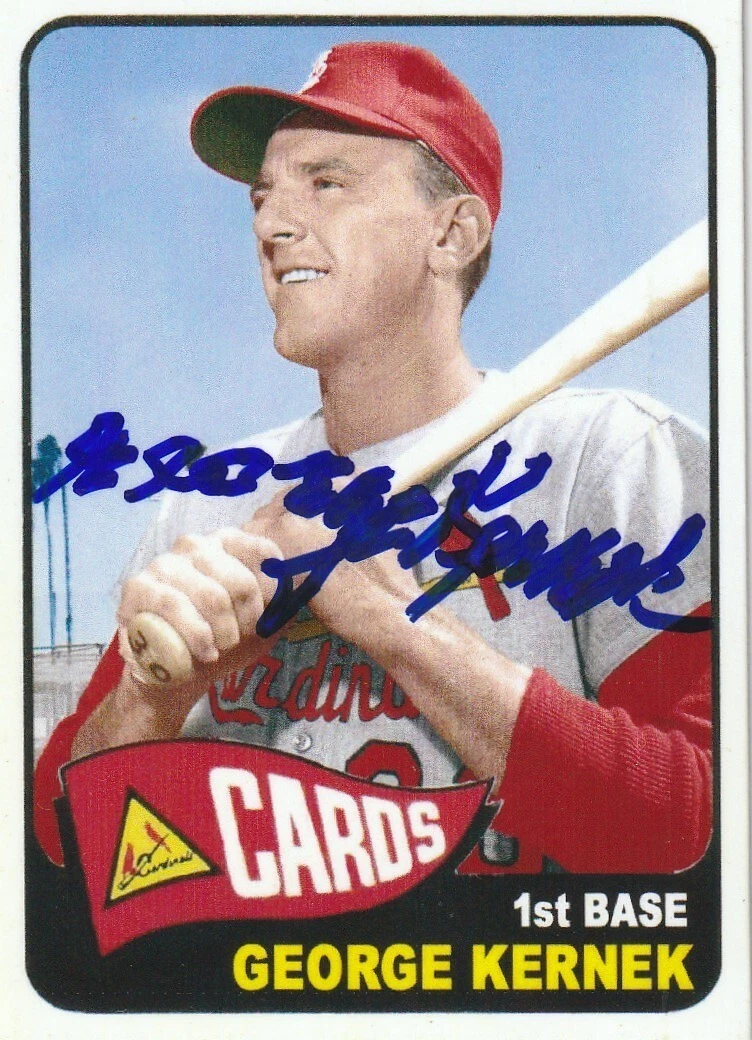 GEORGE KERNEK  ST. LOUIS CARDINALS  SIGNED 1965 TOPPS CUSTOM CARD
