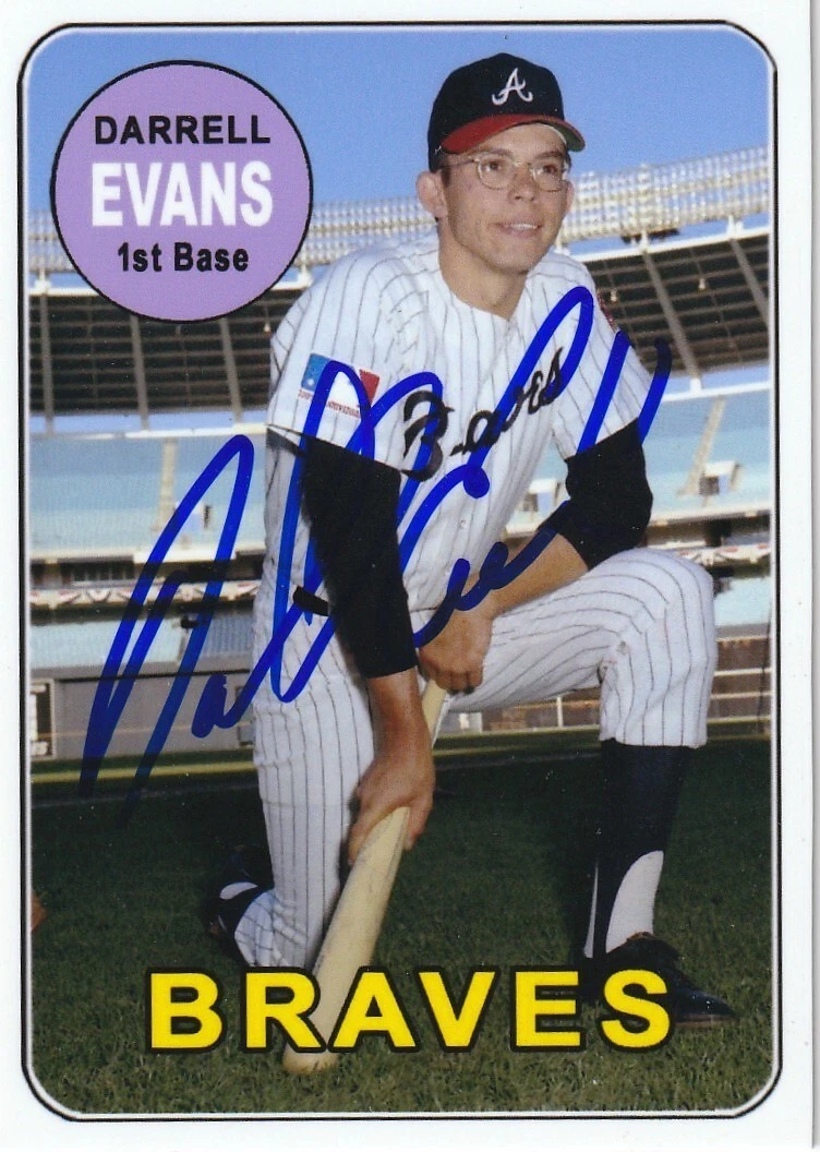 DARRELL EVANS ATLANTA BRAVES  SIGNED 1969 STYLE CUSTOM CARD