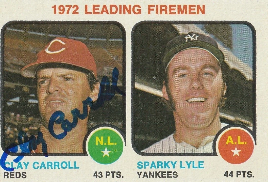 CLAY CARROLL CINCINNATI REDS  SIGNED 1973 TOPPS CARD #68