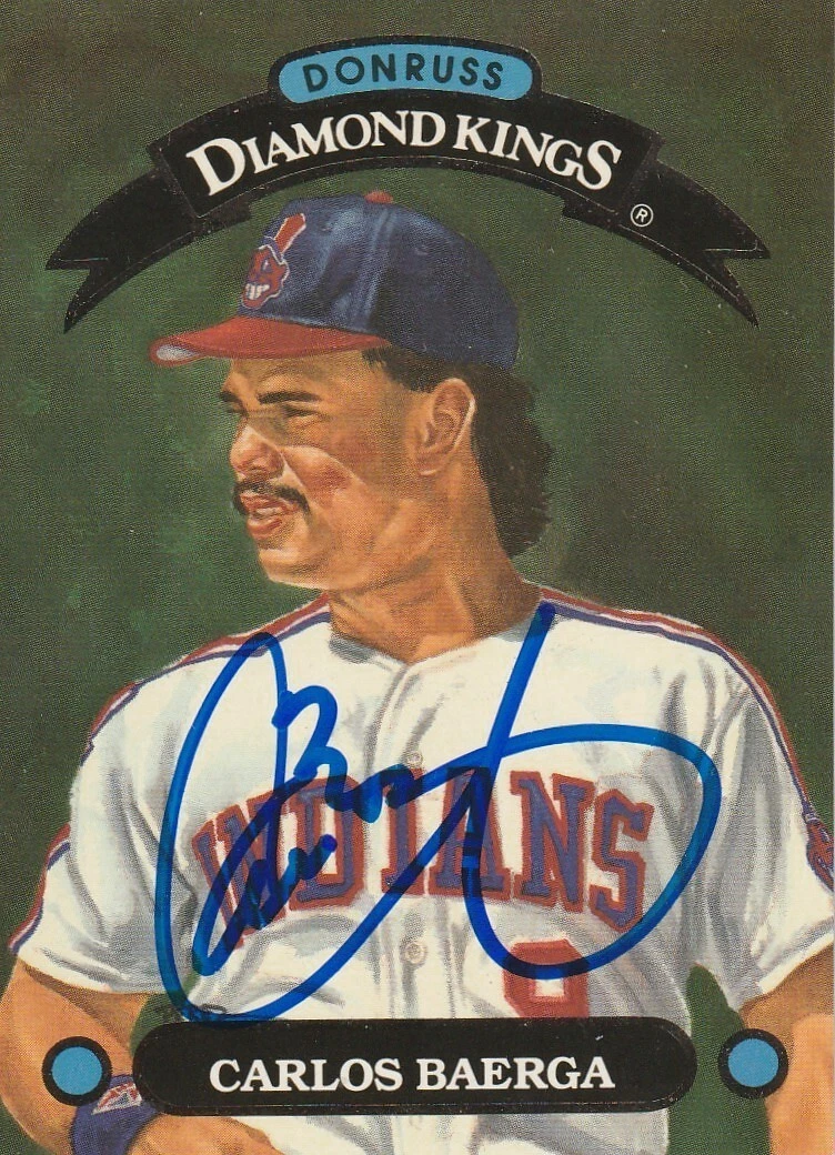 CARLOS BAERGA CLEVELAND INDIANS  SIGNED 1993 DONRUSS DIAMOND KING CARD #DK-13