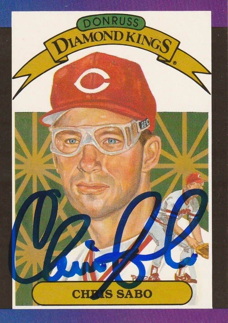 CHRIS SABO CINCINNATI REDS  SIGNED 1989 DONRUSS DIAMOND KING CARD #4