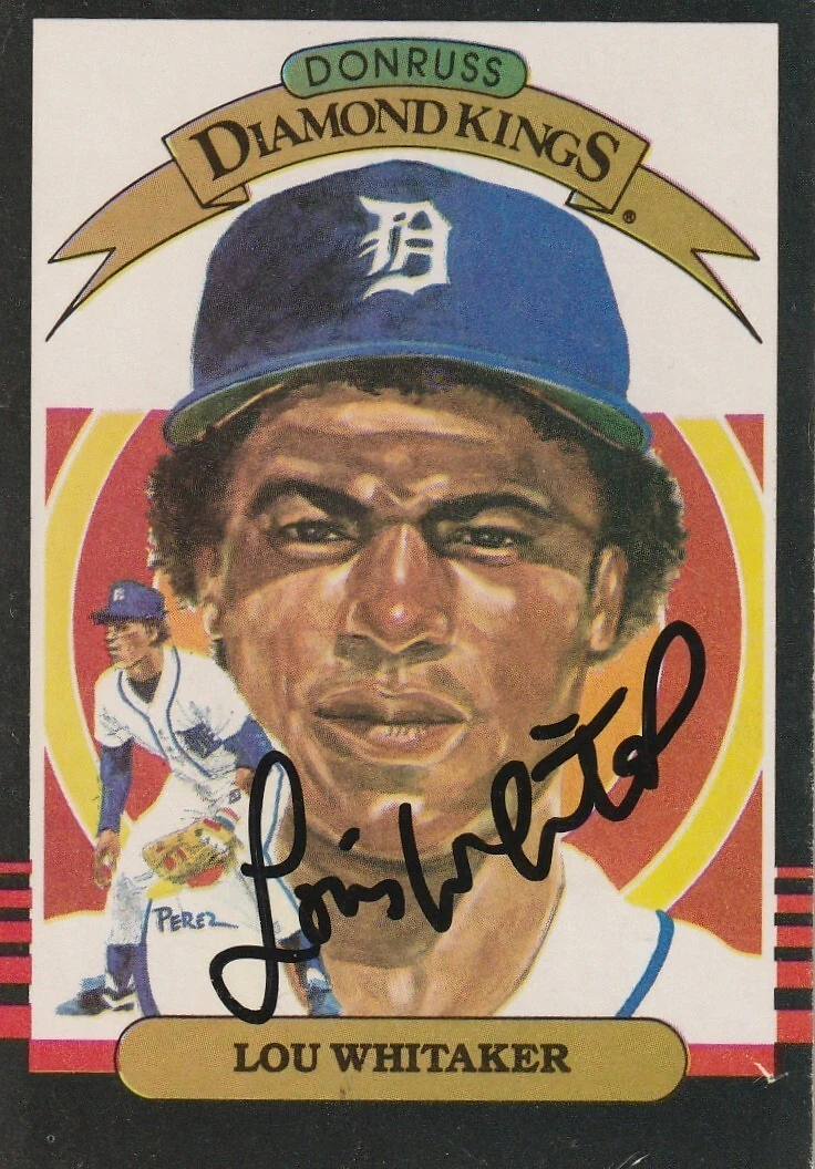 LOU WHITAKER DETROIT TIGERS  SIGNED 1985 DONRUSS DIAMOND KING CARD #5