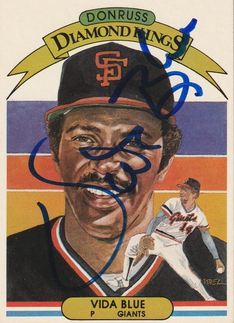 VIDA BLUE SAN FRANCISCO GIANTS  SIGNED 1982 DONRUSS DIAMOND KING CARD #4