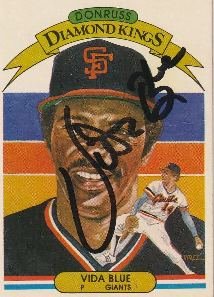 VIDA BLUE SAN FRANCISCO GIANTS  SIGNED 1982 DONRUSS DIAMOND KING CARD #4