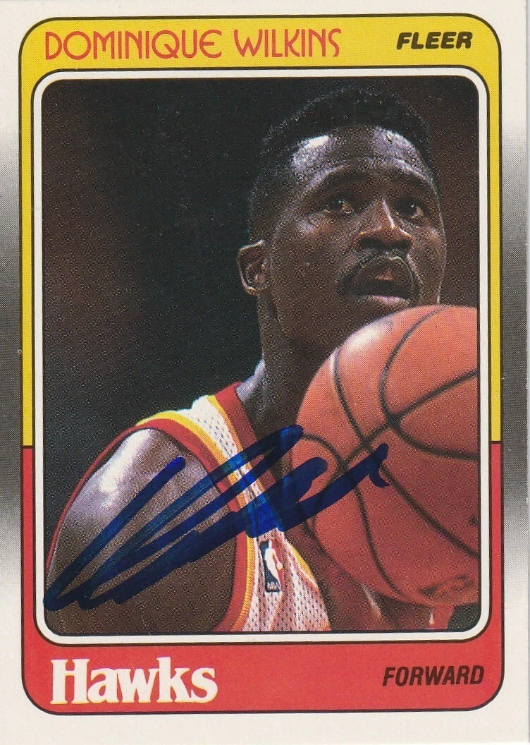 DOMINIQUE WILKINS ATLANTA HAWKS SIGNED 1988 FLEER CARD #5