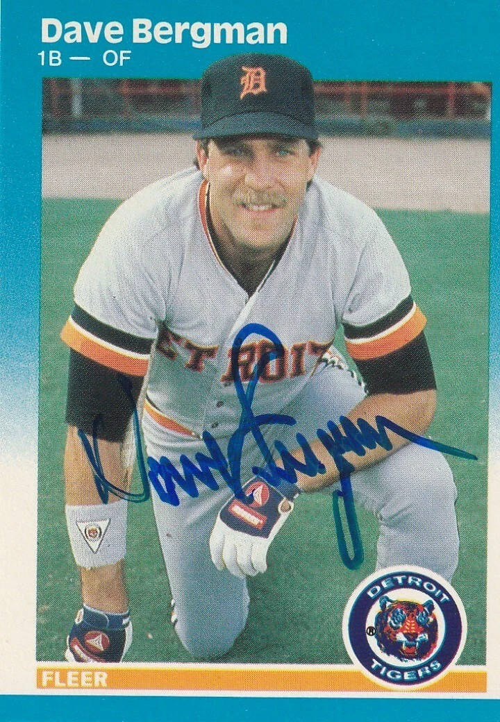 DAVE BERGMAN DETROIT TIGERS SIGNED 1987 FLEER CARD #144