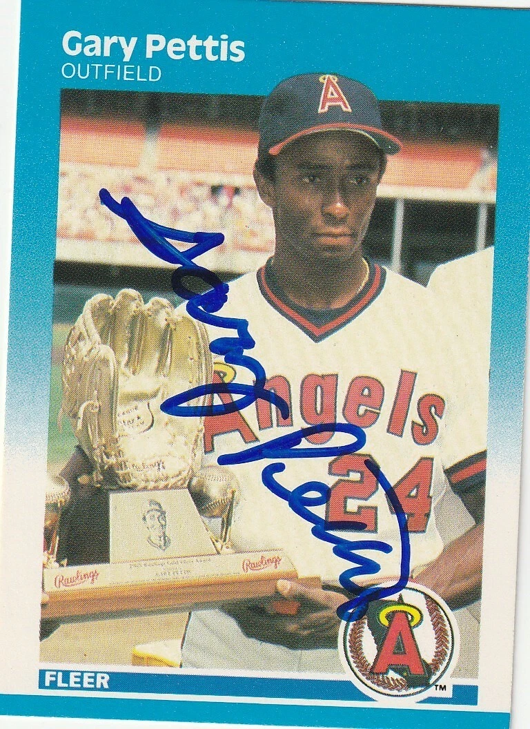GARY PETTIS CALIFORNIA ANGELS  SIGNED 1987 FLEER CARD #90