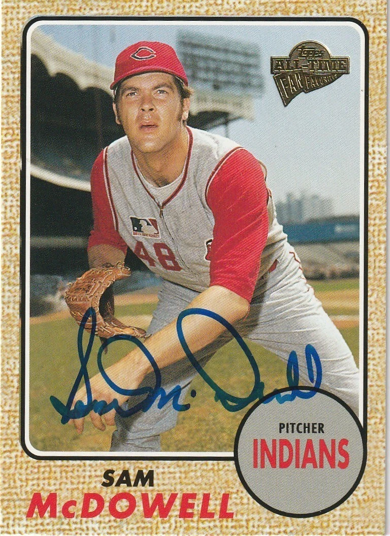 SAM MCDOWELL CLEVELAND INDIANS  SIGNED 2004 TOPPS ALL-TIME FAN FAVORITES #85