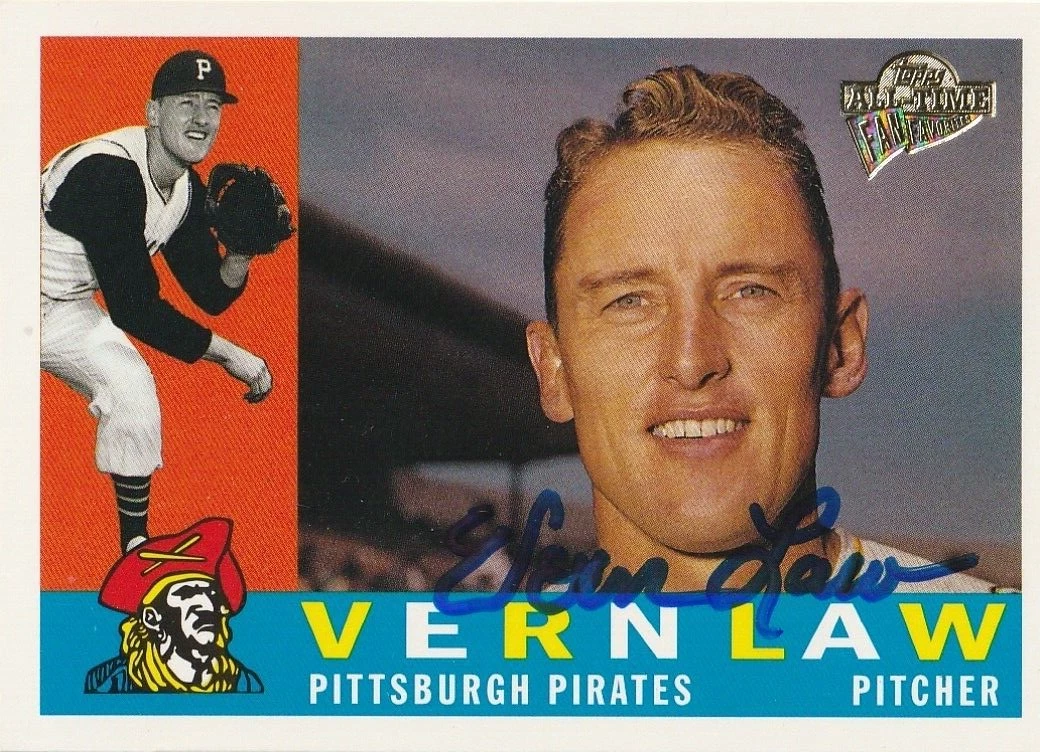 VERN LAW PITTSBURGH PIRATES  SIGNED 2003 TOPPS ALL-TIME FAN FAVORITES #102