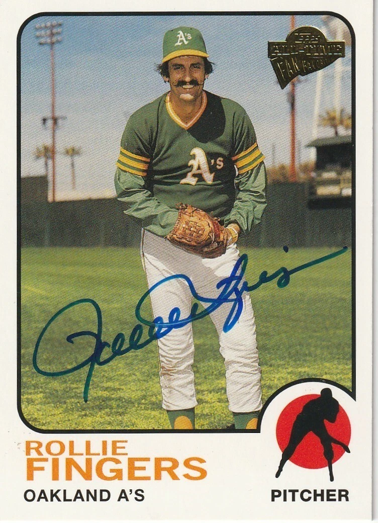 ROLLIE FINGERS OAKLAND A'S  SIGNED 2003 TOPPS ALL-TIME FAN FAVORITES #110